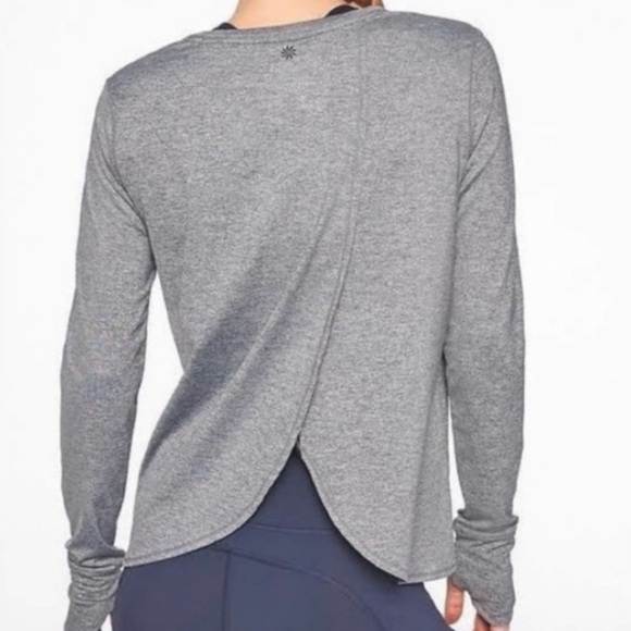 Athleta Gray Sunlover UPF Tulip Back Long Sleeve Athletic Top - Picture 2 of 11